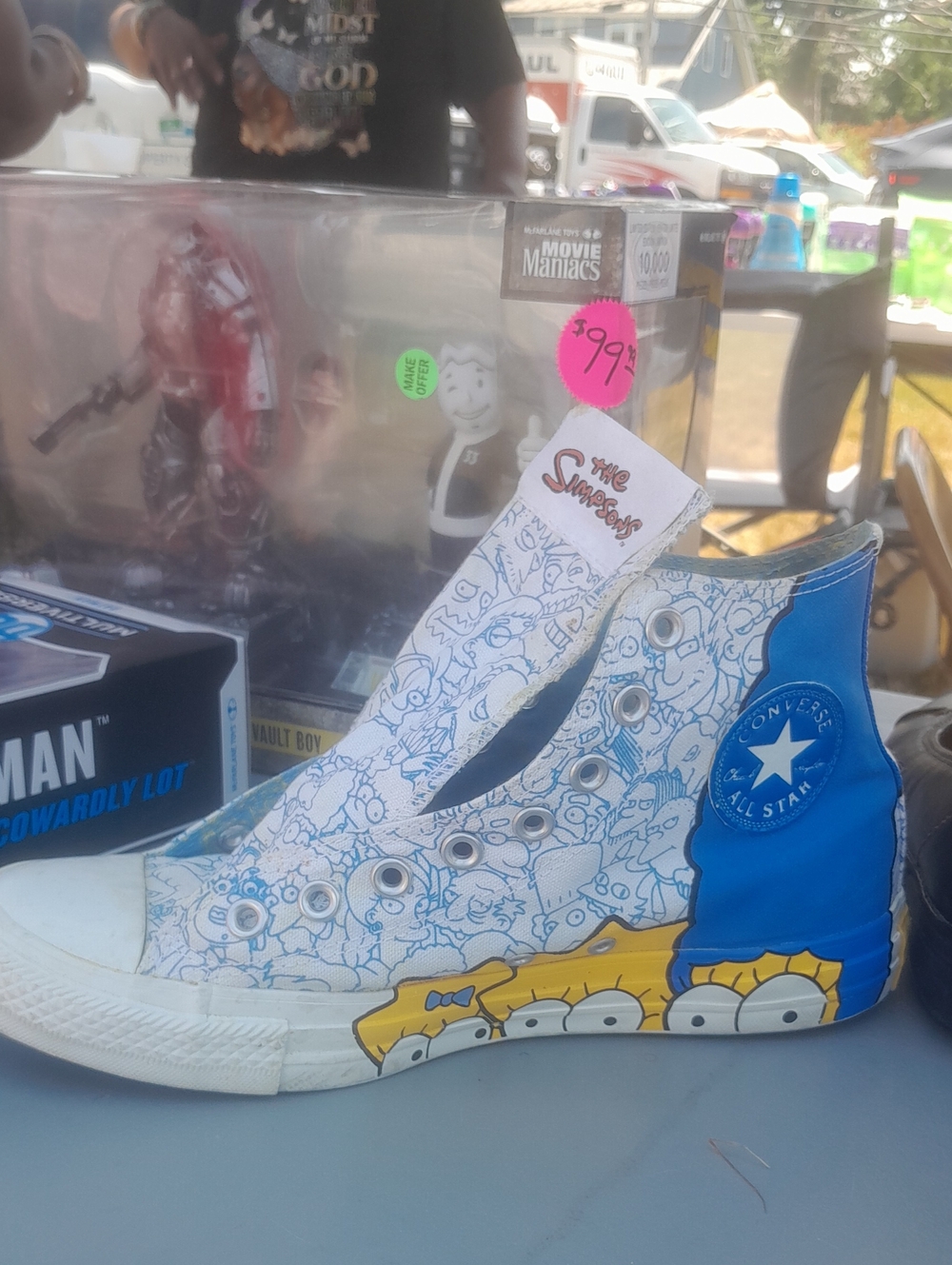 Converse High Top Sneaker - White & Blue with Yellow Accents